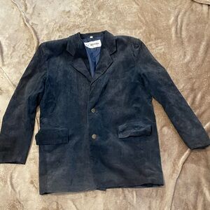 Vintage Deerskin Men's Black Button Up Suede Coat With Interior Pockets Size 44